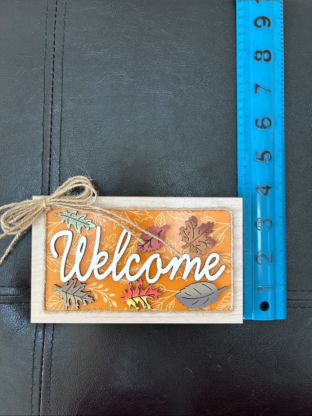 Handmade by my mom! Welcome Fall Tabletop Sign - Orange Leaf Design - Picture 6 of 6